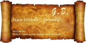 Gyuricskó Dezső névjegykártya